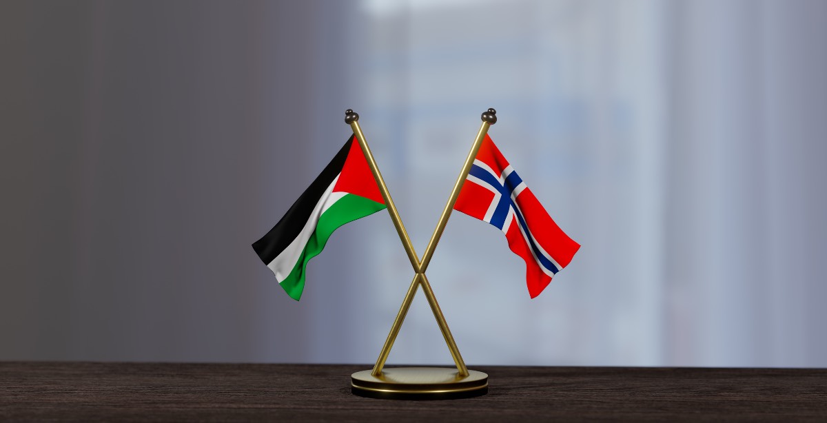 Palestijnse en Noorse vlaggen Palestijnse en Noorse vlaggen