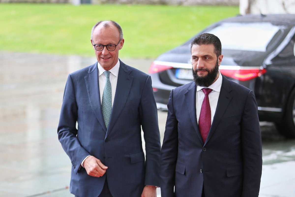 Merz en Ahmed Hussein al-Sharaa Merz en Ahmed Hussein al-Sharaa